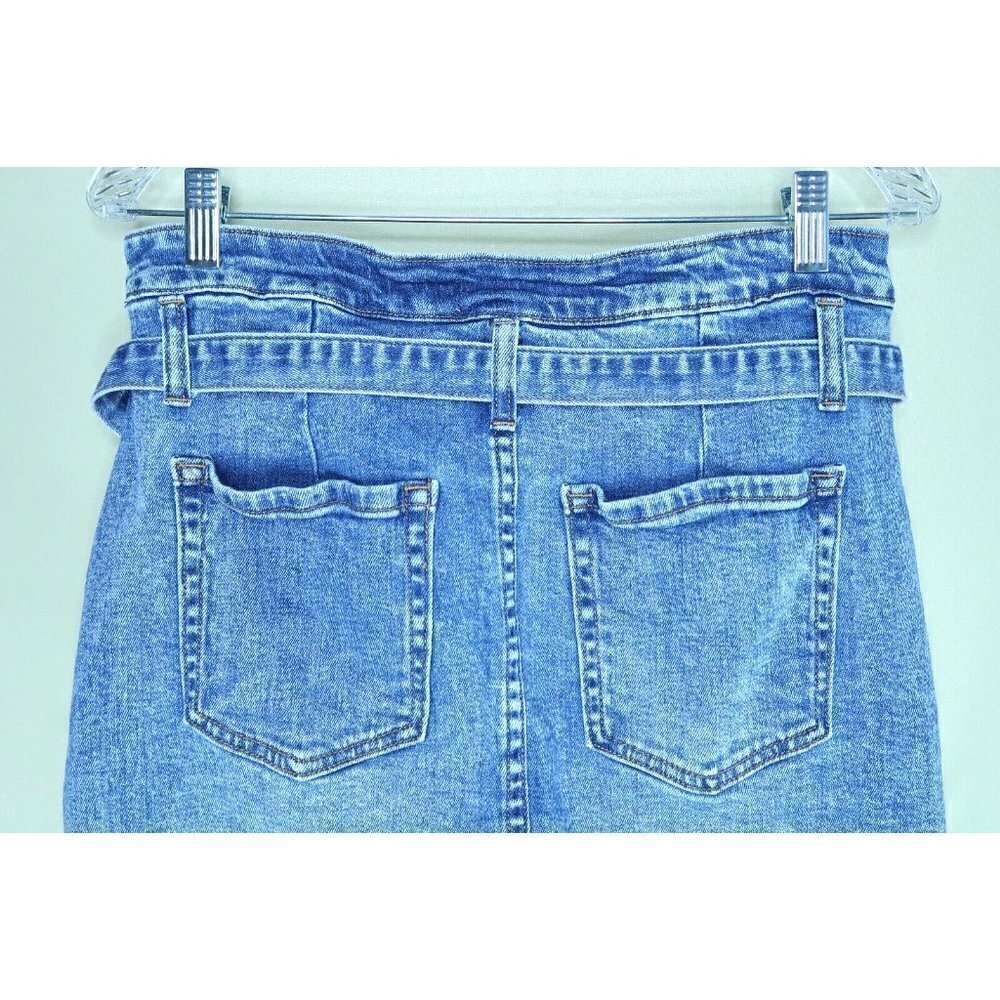 l&M Black Label High Rise Belted Frayed Raw Hem Denim Jean Skirt Size Large - Picture 5 of 10